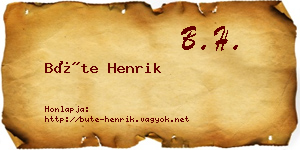Büte Henrik névjegykártya